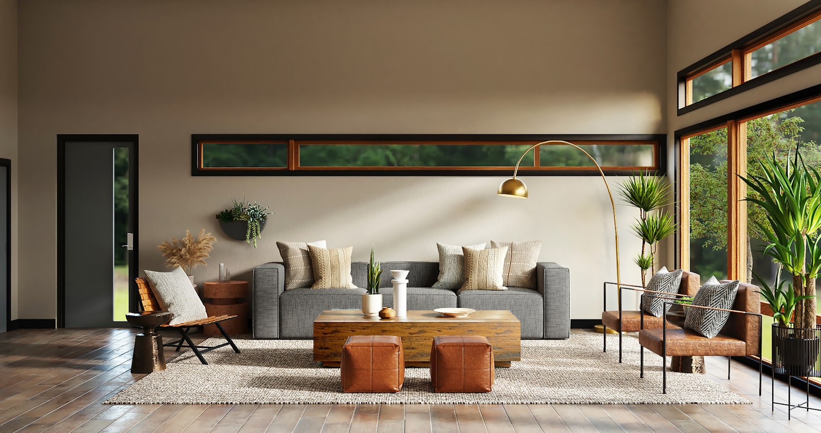 Hospitality furniture and interior material palette